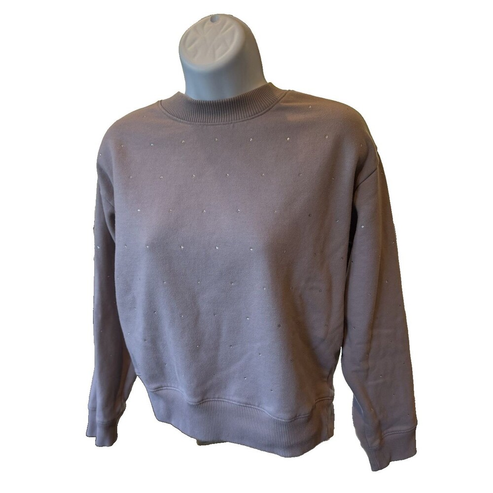 A New Day Sweatshirt Size Small Embellished Crystal Crewneck Pullover Comfy EUC